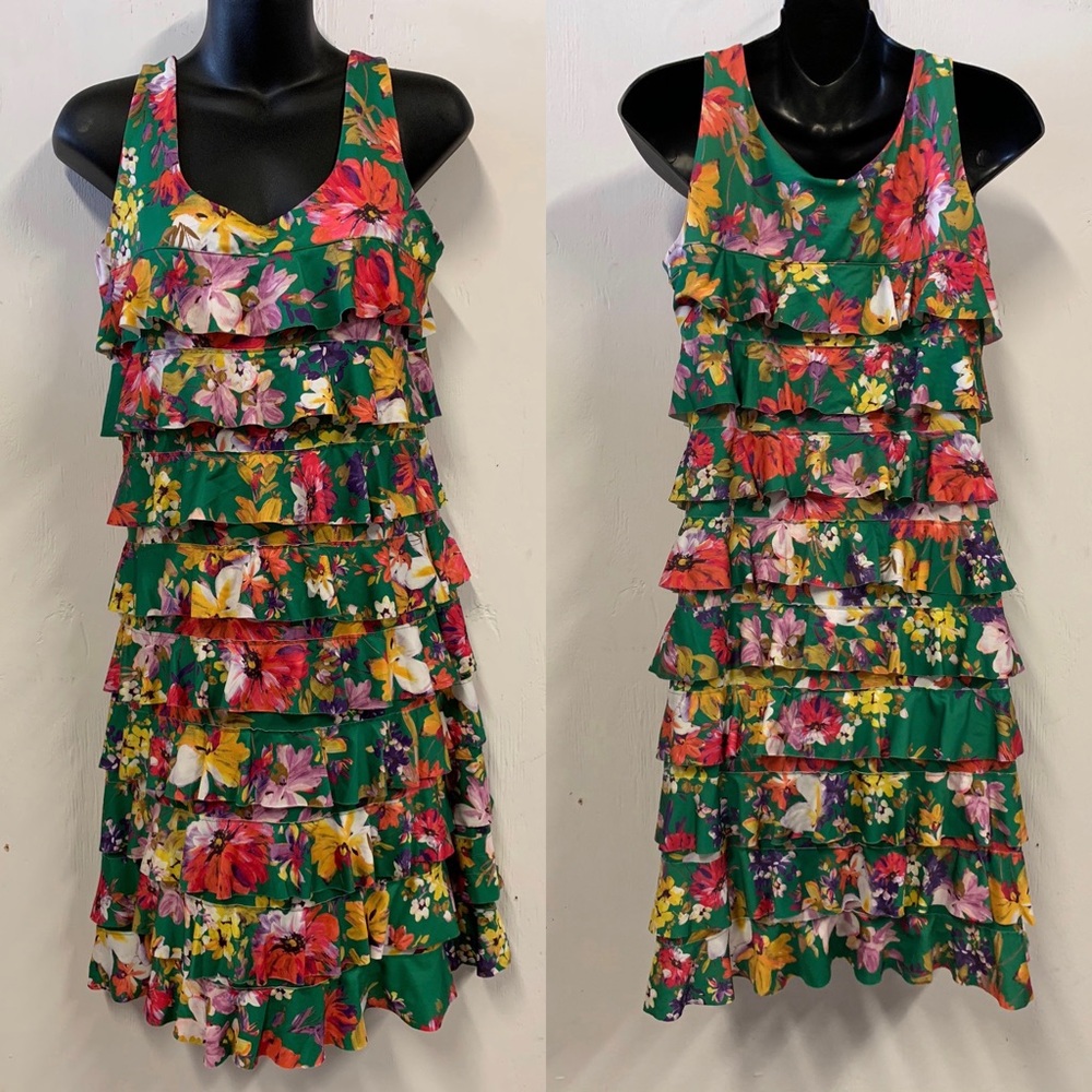 Floral print green dress